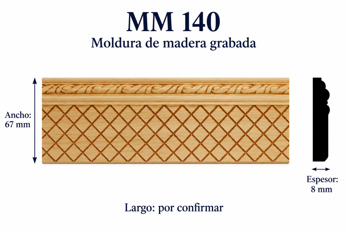 Moldura de madera grabada para mueble MM-140 – Kit de 4 piezas