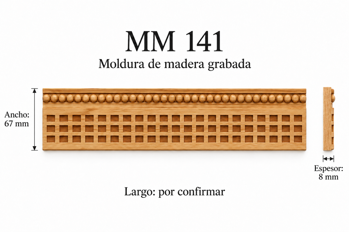 Moldura de madera grabada para mueble MM-141 – Kit de 4 piezas