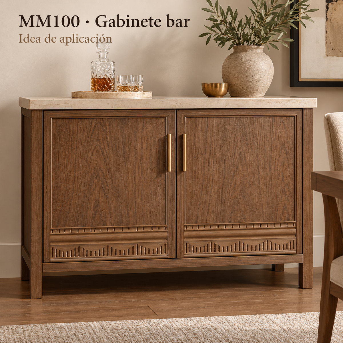 Moldura de madera grabada para mueble MM-100 – Kit de 4 piezas