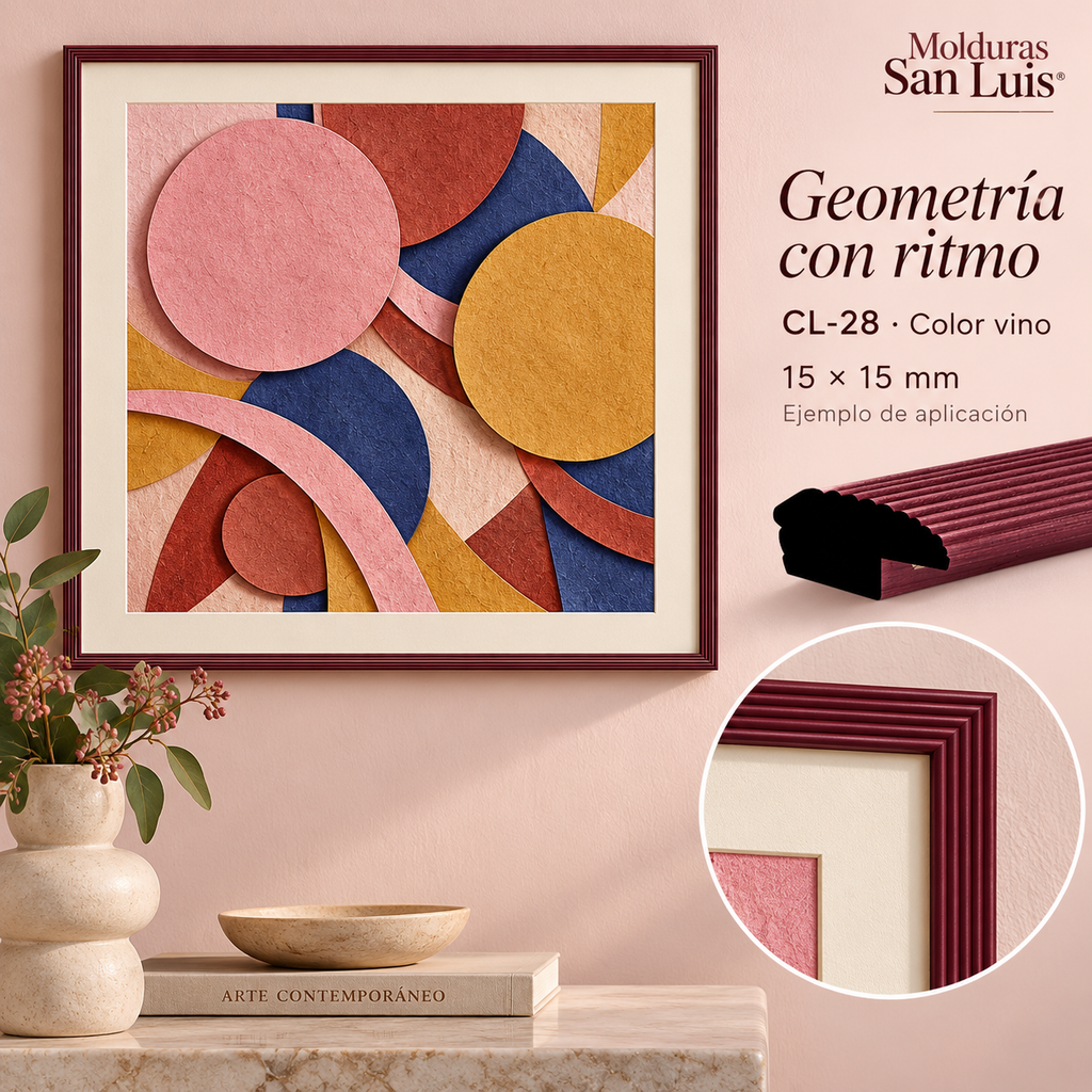 Moldura de madera lisa para marco CL28 – Kit de 4 piezas