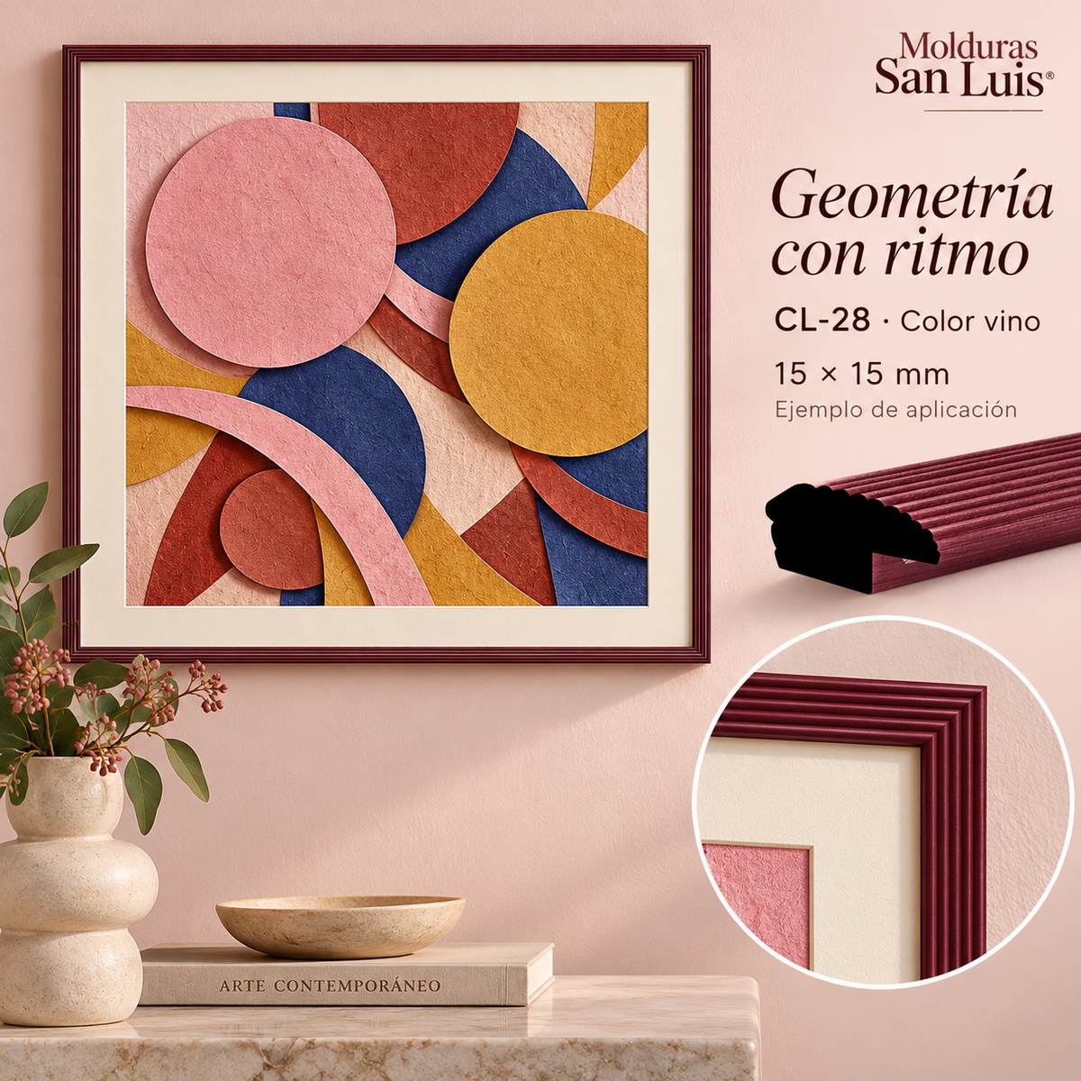 Moldura de madera lisa para marco CL28 – Kit de 4 piezas