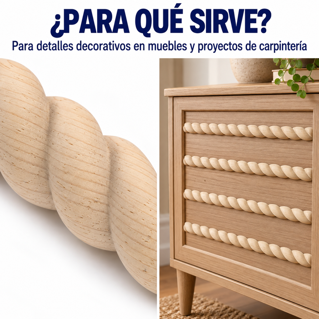 Kit 4 Bastones Trenzados T-17 de Madera | 50 cm c/u | Pino Natural para Proyectos DIY