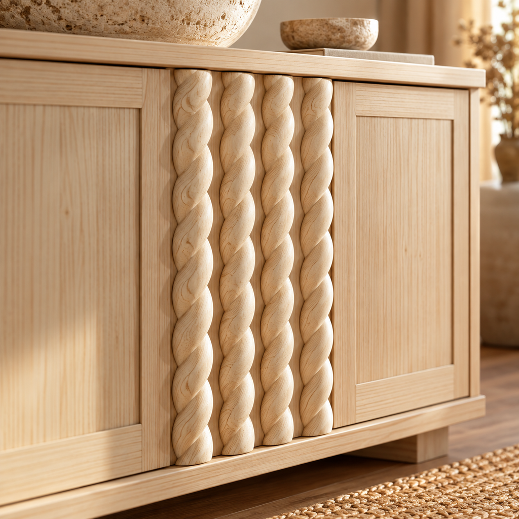 Kit 4 Bastones Trenzados T-17 de Madera | 50 cm c/u | Pino Natural para Proyectos DIY