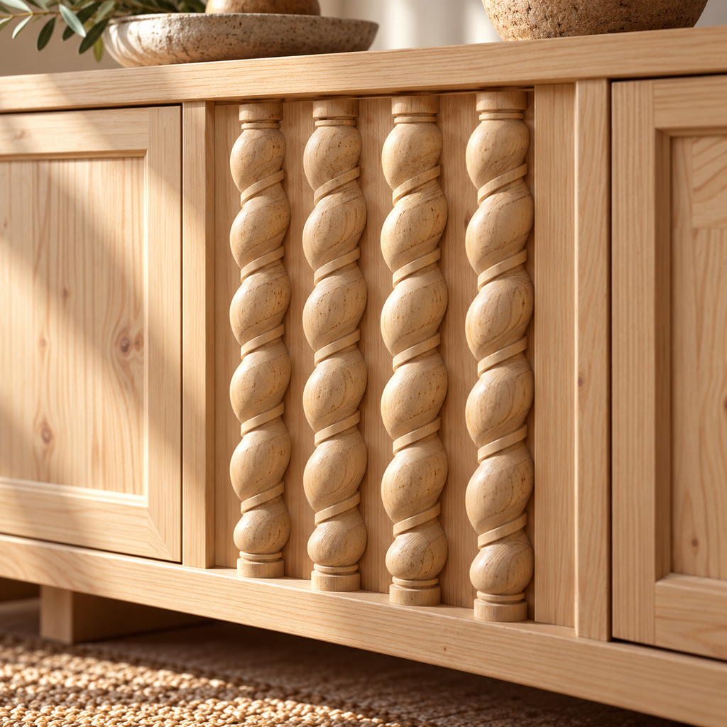 Kit 4 Bastones Trenzados T-16 de Madera | 55 cm c/u | Pino Natural para Proyectos DIY