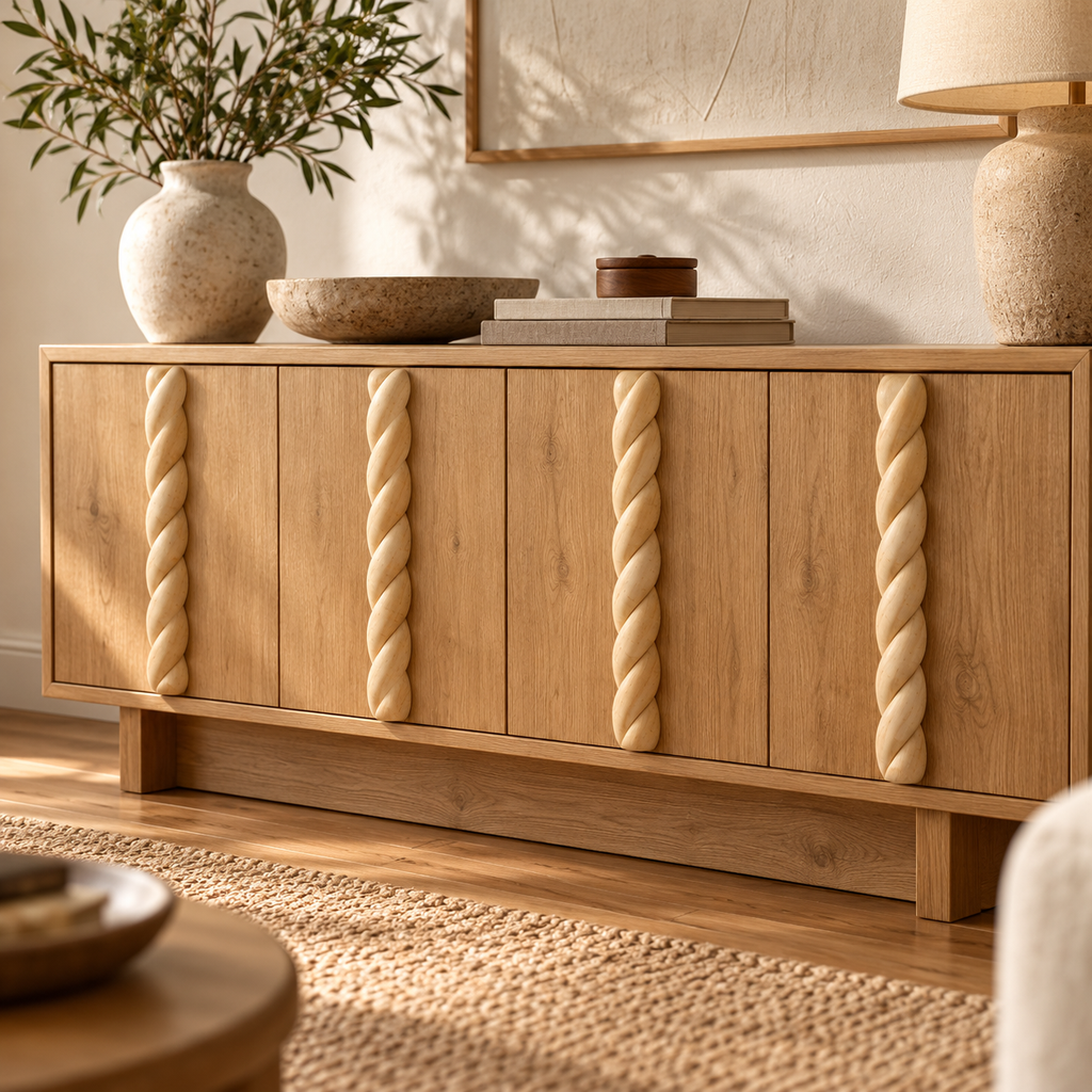 Kit 4 Bastones Trenzados T-13 de Madera | 55 cm c/u | Pino Natural para Proyectos DIY