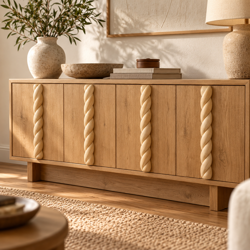 Kit 4 Bastones Trenzados T-13 de Madera | 55 cm c/u | Pino Natural para Proyectos DIY