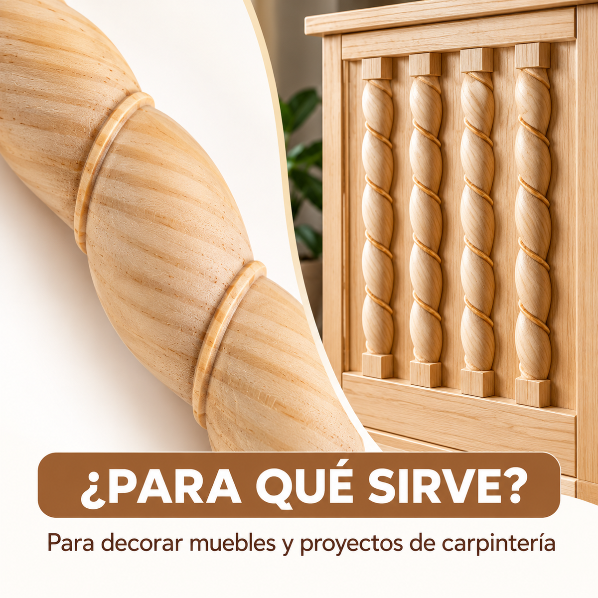 Kit 4 Bastones Trenzados T-11 de Madera | 55 cm c/u | Pino Natural para Proyectos DIY