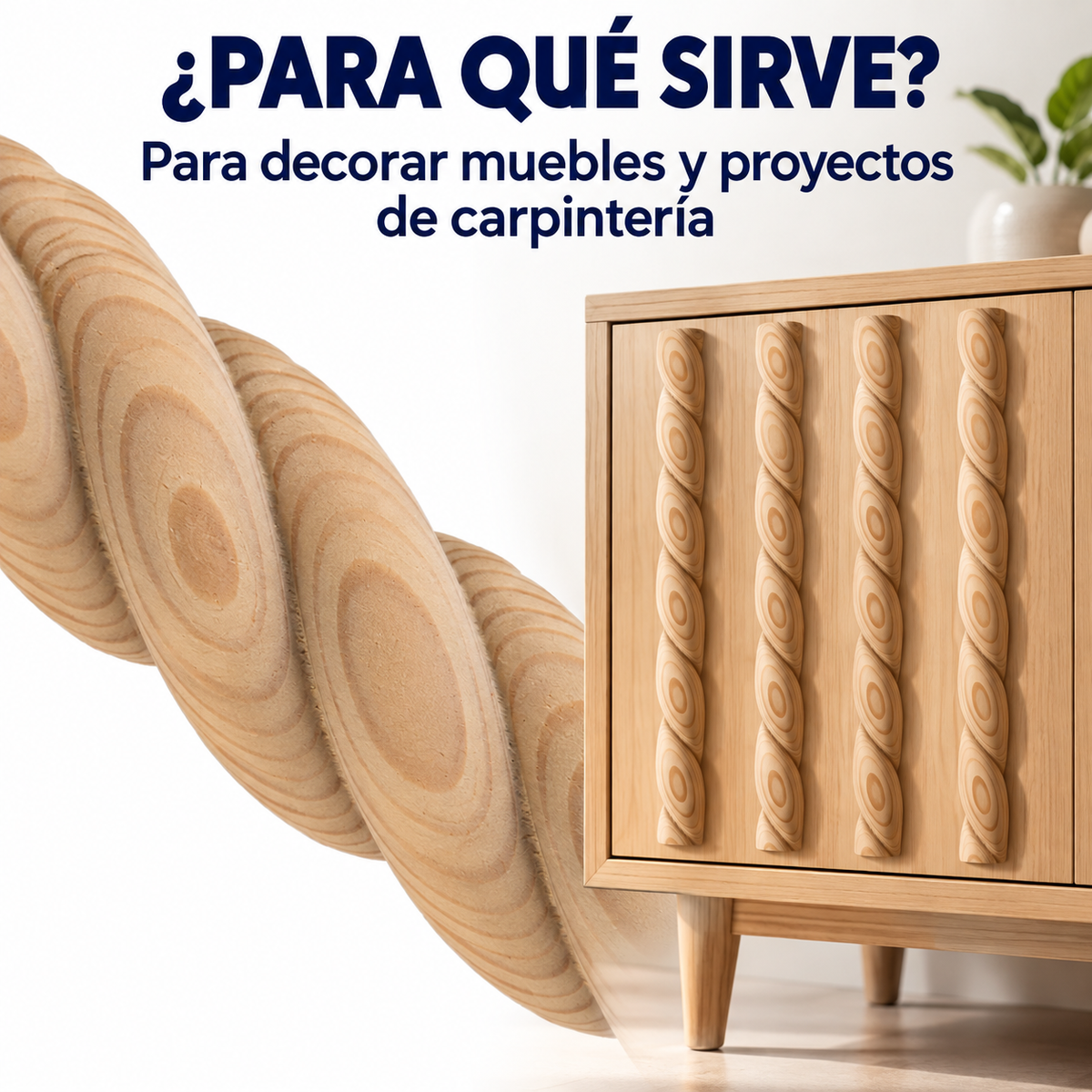 Kit 4 Bastones Trenzados T-10 de Madera | 55 cm c/u | Pino Natural para Proyectos DIY