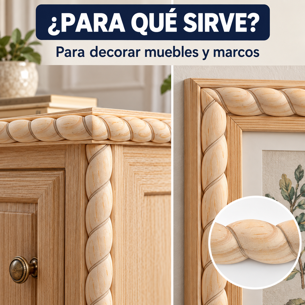 Kit 4 Bastones Trenzados T-08 de Madera | 55 cm c/u | Pino Natural para Proyectos DIY