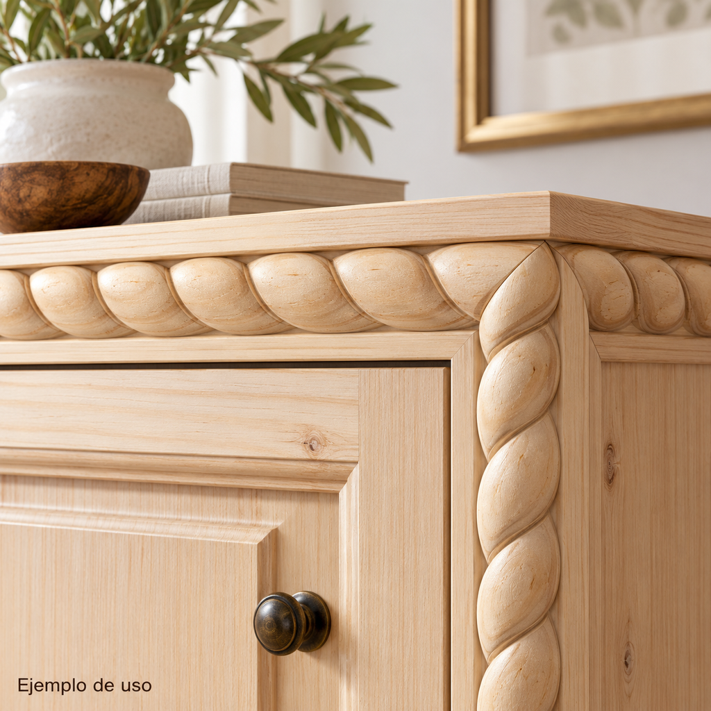 Kit 4 Bastones Trenzados T-08 de Madera | 55 cm c/u | Pino Natural para Proyectos DIY