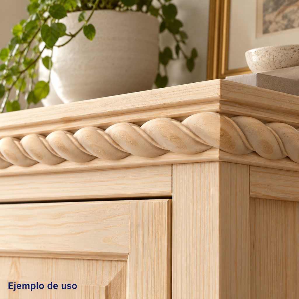 Kit 4 Bastones Trenzados T-07 de Madera | 55 cm c/u | Pino Natural para Proyectos DIY