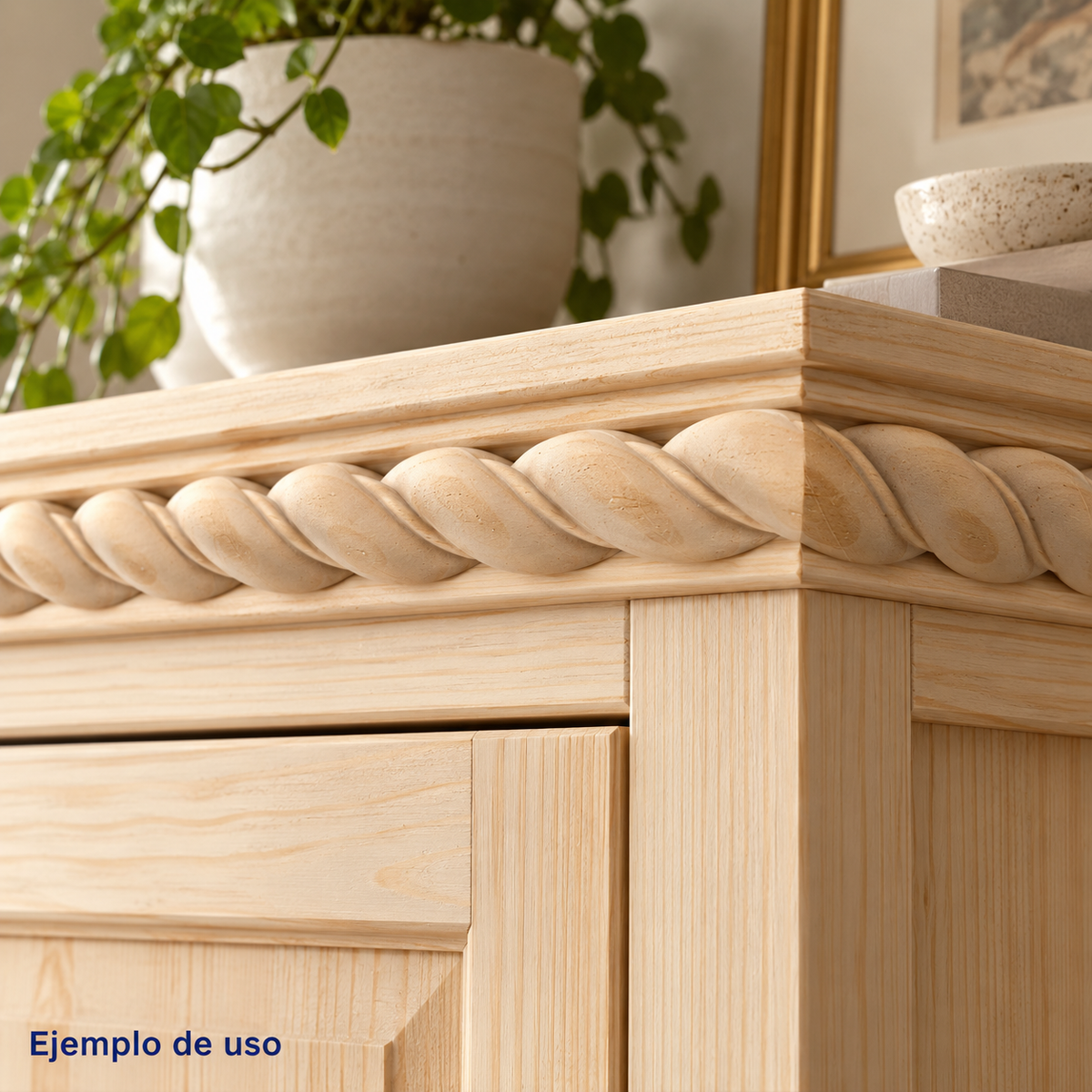 Kit 4 Bastones Trenzados T-07 de Madera | 55 cm c/u | Pino Natural para Proyectos DIY