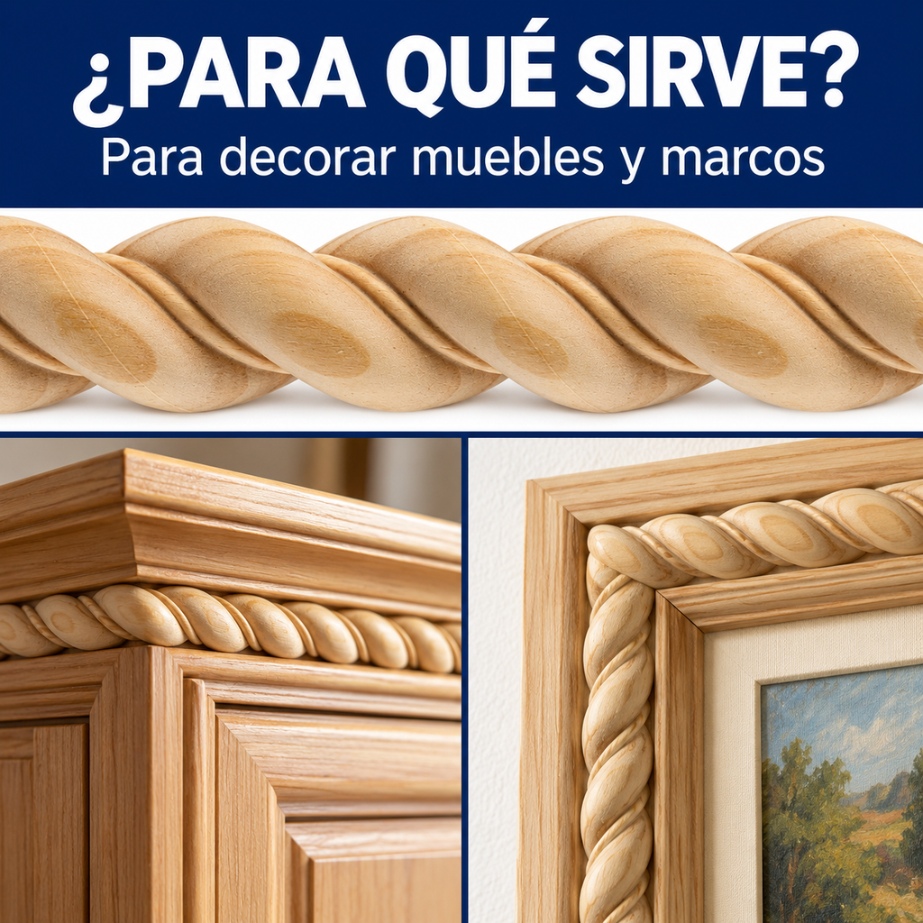 Kit 4 Bastones Trenzados T-07 de Madera | 55 cm c/u | Pino Natural para Proyectos DIY