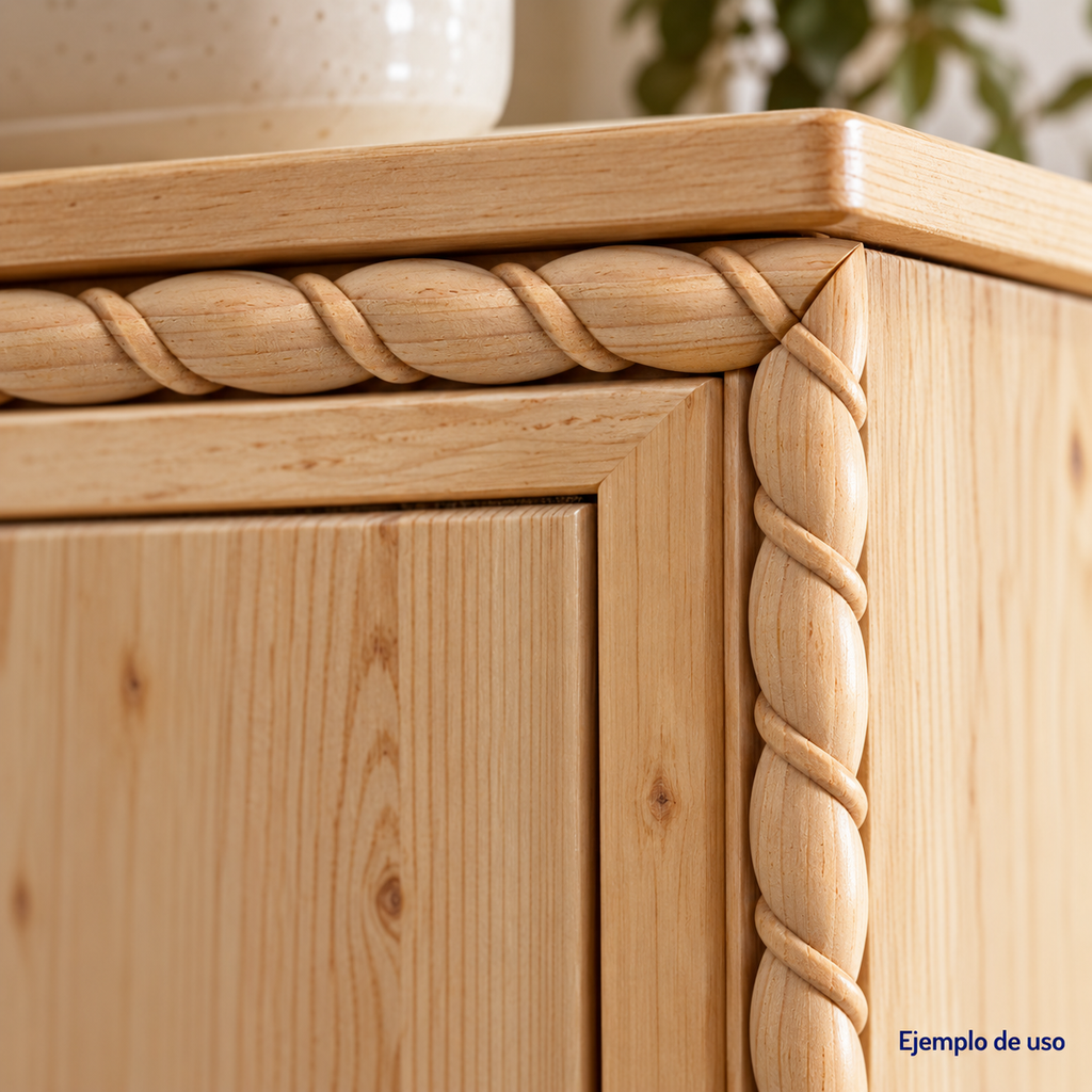 Kit 4 Bastones Trenzados T-03 de Madera | 55 cm c/u | Pino Natural para Proyectos DIY