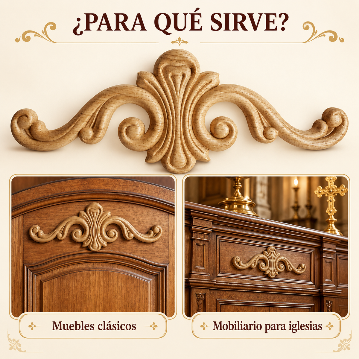 Kit de 3 Aplicaciones Decorativas de Madera modelo TC50