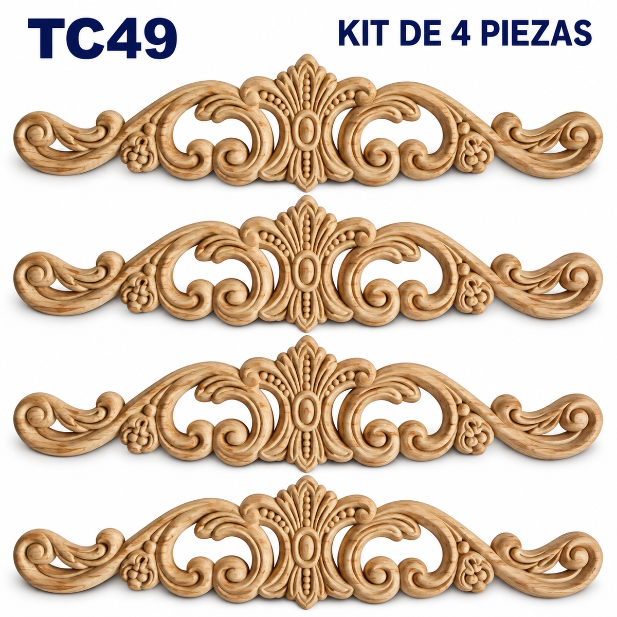 Kit de 4 Aplicaciones Decorativas de Madera modelo TC49