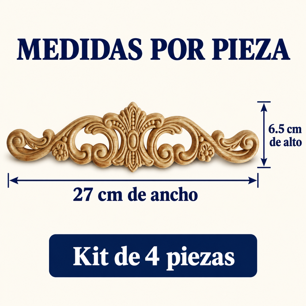 Kit de 4 Aplicaciones Decorativas de Madera modelo TC49