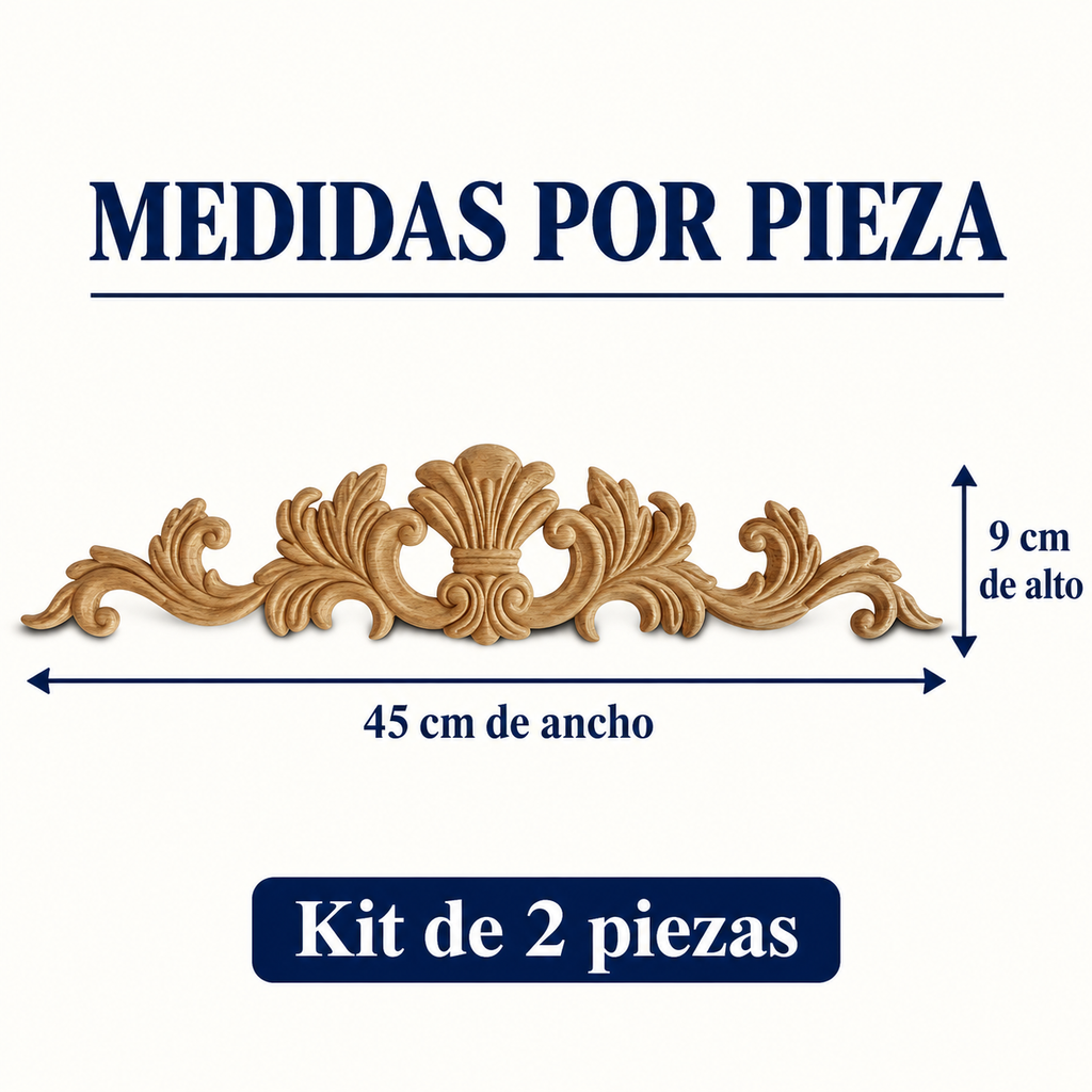 Kit de 2 Aplicaciones Decorativas de Madera modelo TC48