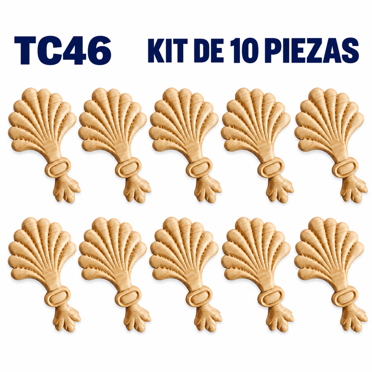 Kit de 10 aplicaciones decorativas de madera modelo TC46