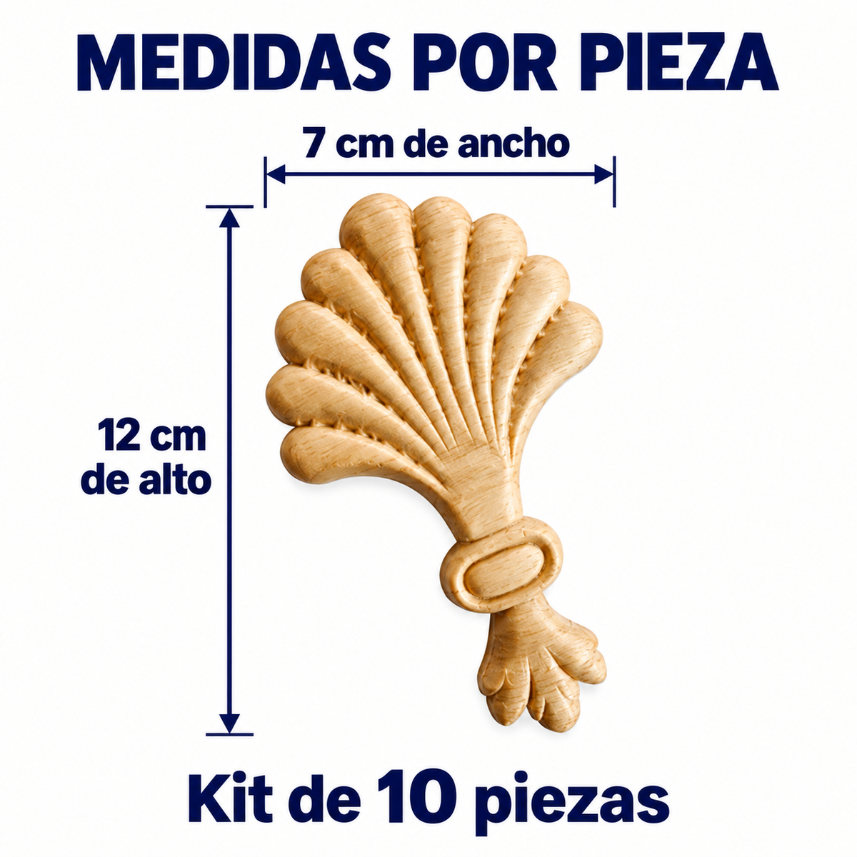 Kit de 10 aplicaciones decorativas de madera modelo TC46