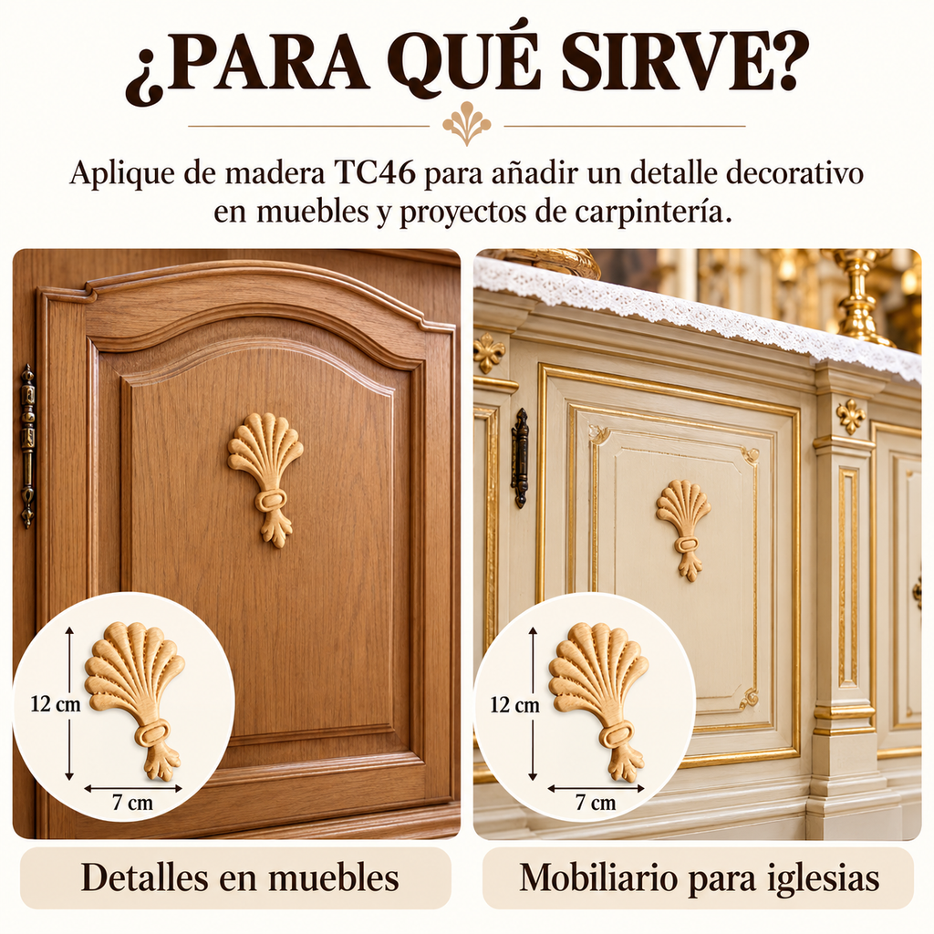 Kit de 10 aplicaciones decorativas de madera modelo TC46