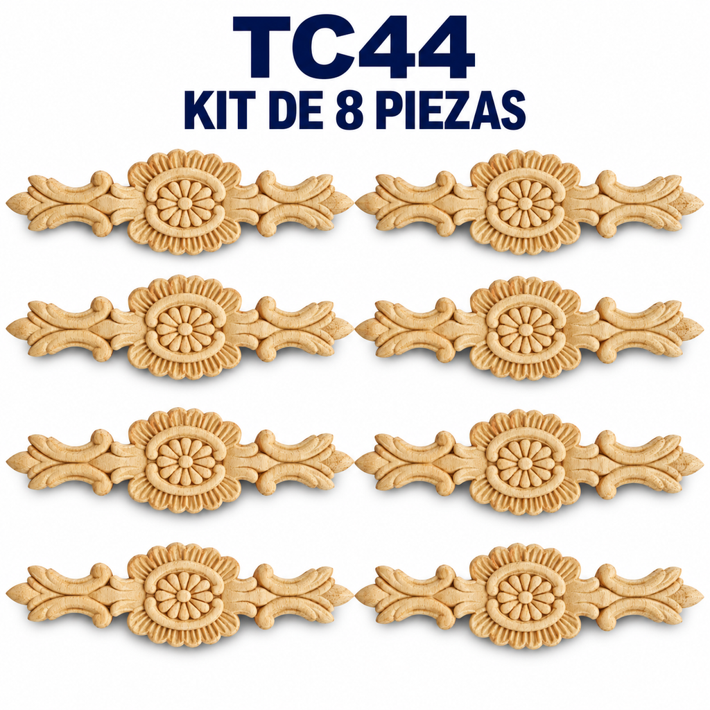 Kit de 8 Aplicaciones Decorativas de Madera modelo TC44