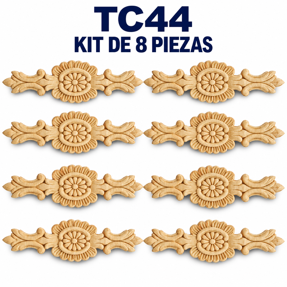 Kit de 8 Aplicaciones Decorativas de Madera modelo TC44