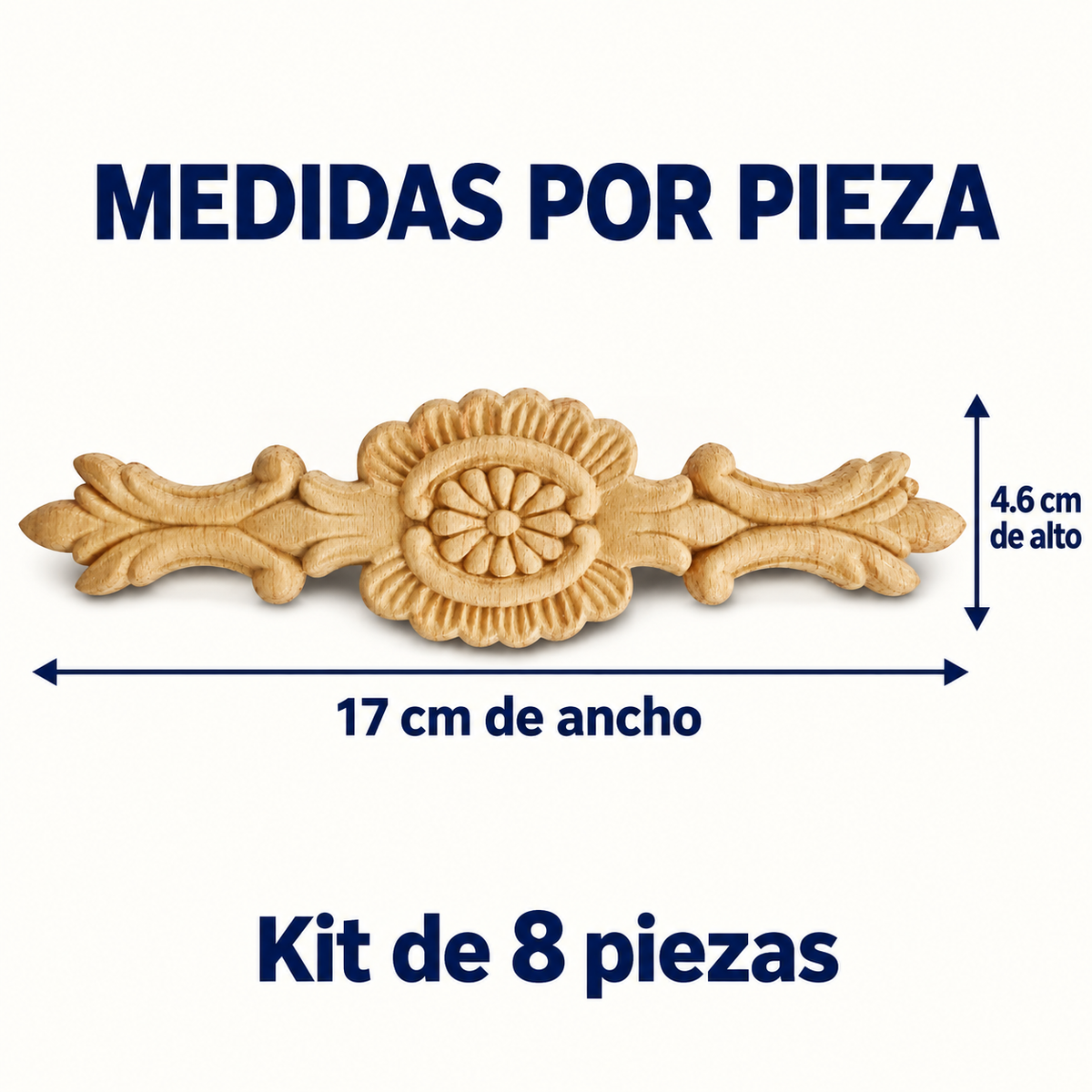 Kit de 8 Aplicaciones Decorativas de Madera modelo TC44