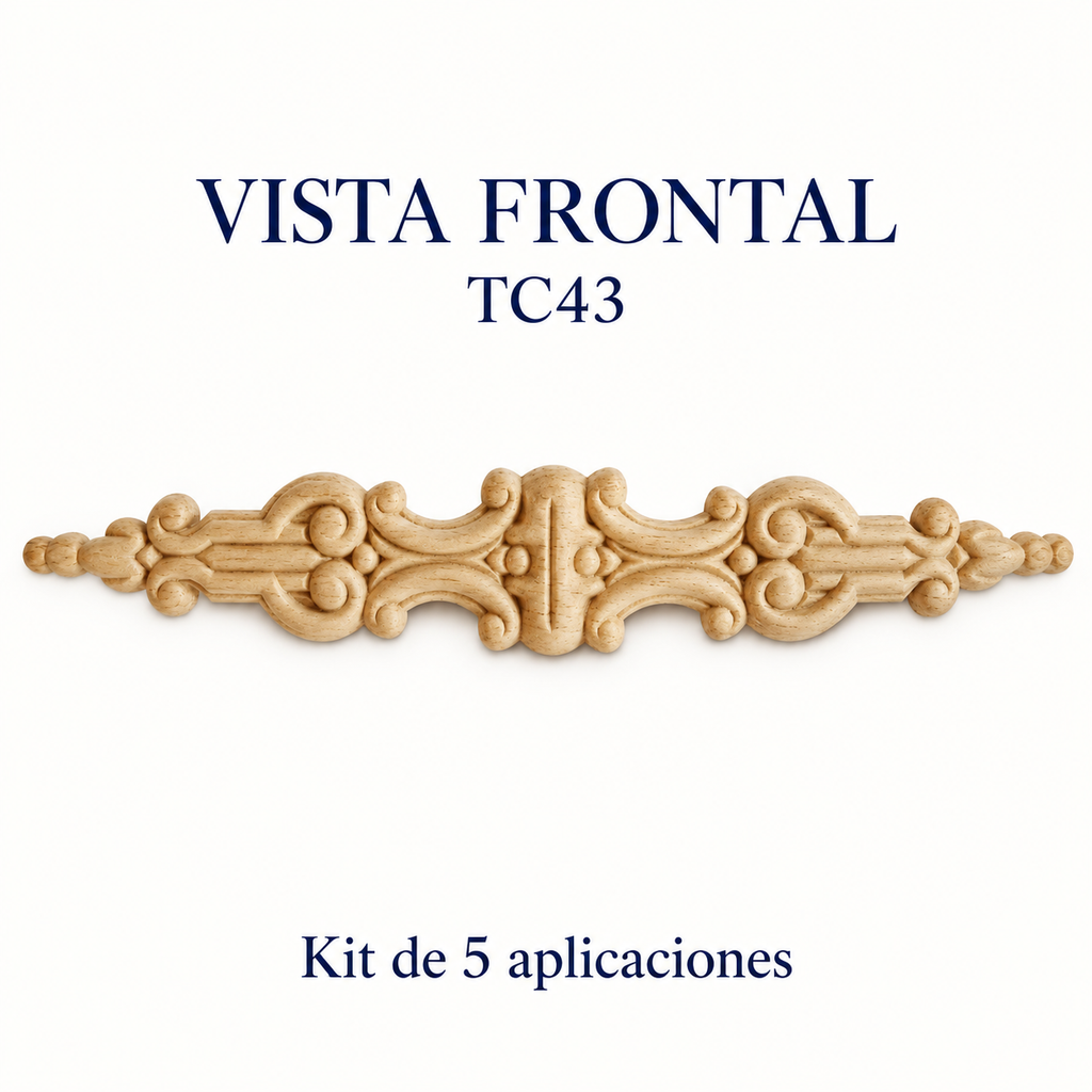 Kit de 5 Aplicaciones Decorativas de Madera modelo TC43