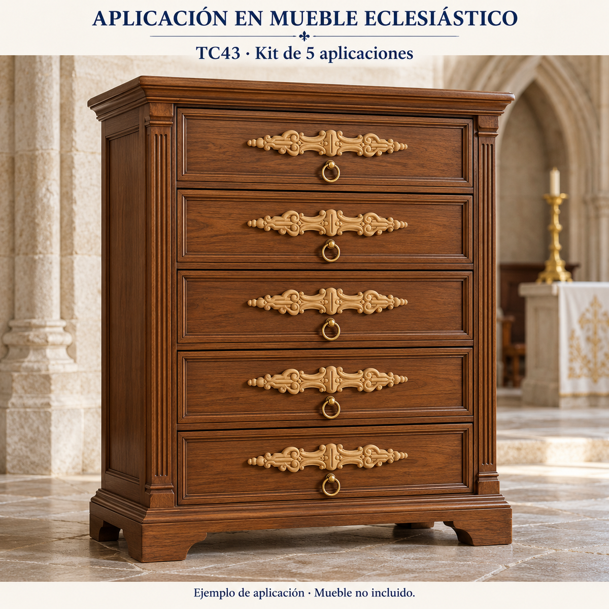 Kit de 5 Aplicaciones Decorativas de Madera modelo TC43