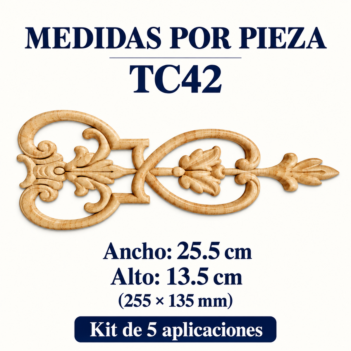 Kit de 3 Aplicaciones Decorativas de Madera modelo TC42