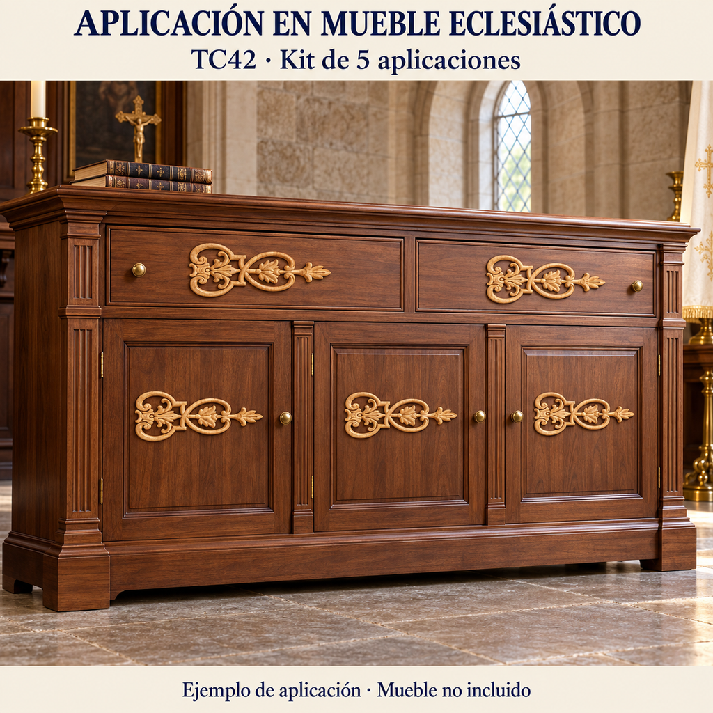 Kit de 3 Aplicaciones Decorativas de Madera modelo TC42