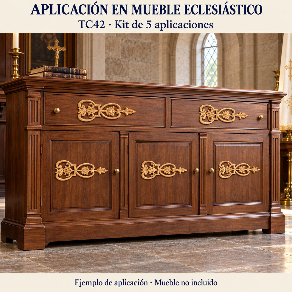 Kit de 3 Aplicaciones Decorativas de Madera modelo TC42
