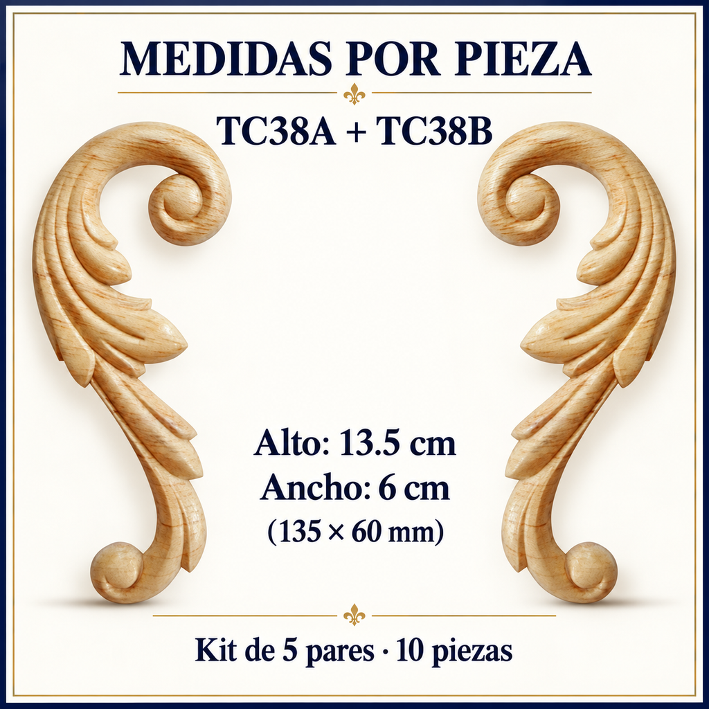 Kit de 5 pares de aplicaciones decorativas TC38