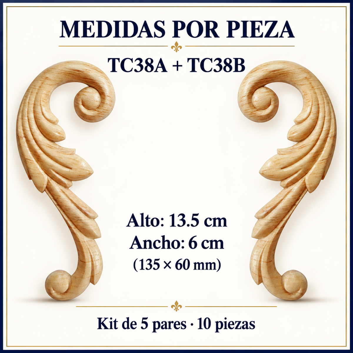 Kit de 5 pares de aplicaciones decorativas TC38