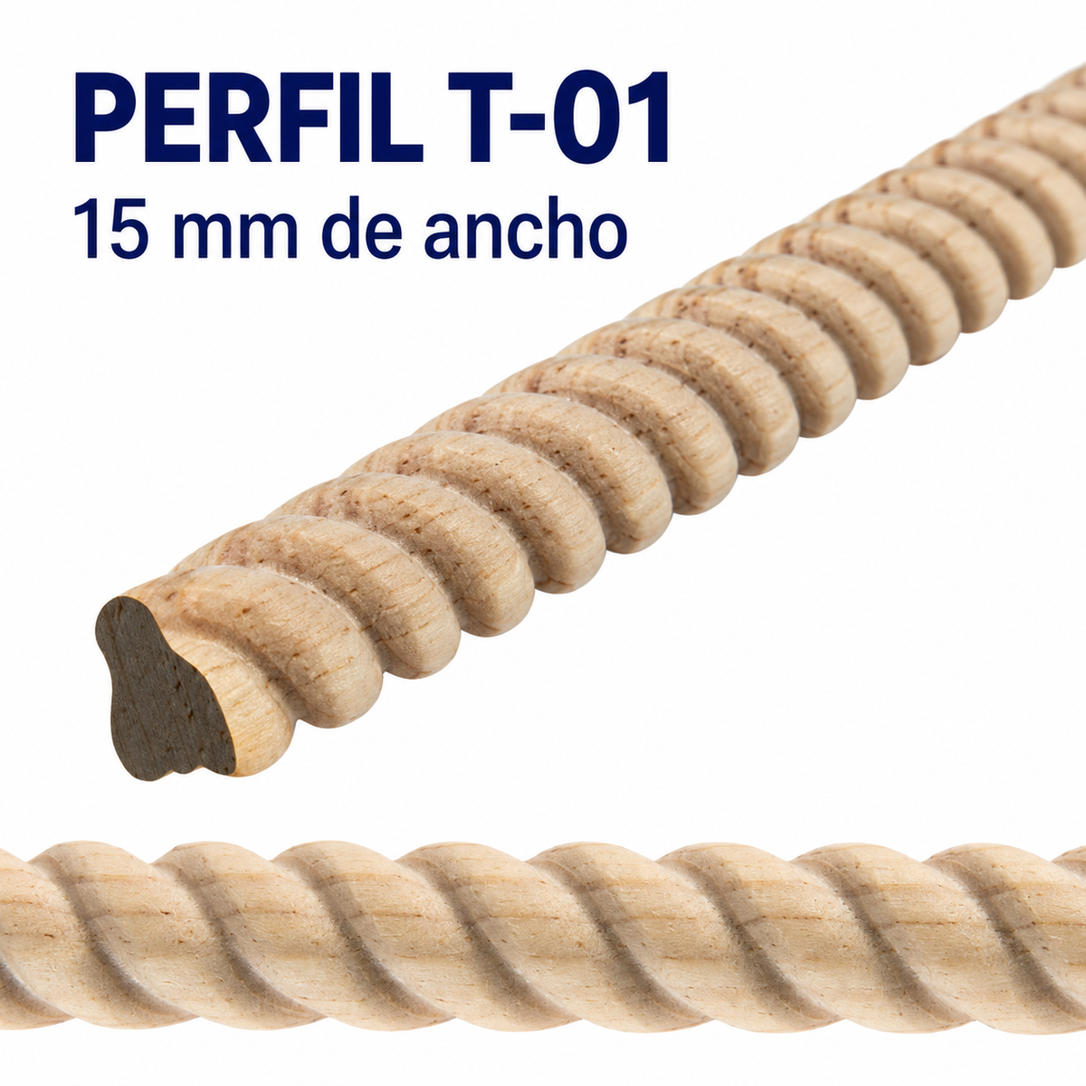 Kit 4 Bastones Trenzados T-01 de Madera | 55 cm c/u | Pino Natural para Proyectos DIY