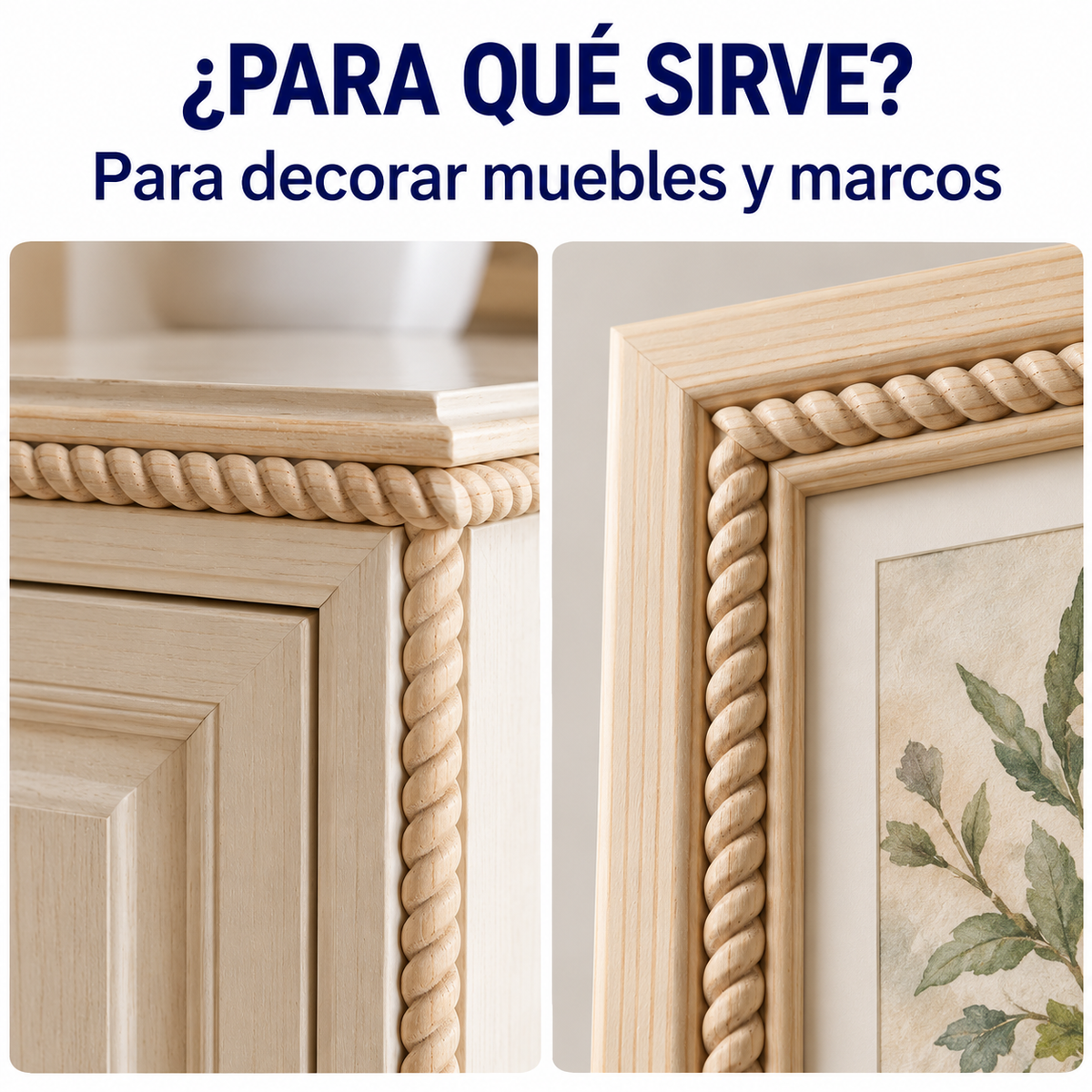 Kit 4 Bastones Trenzados T-01 de Madera | 55 cm c/u | Pino Natural para Proyectos DIY