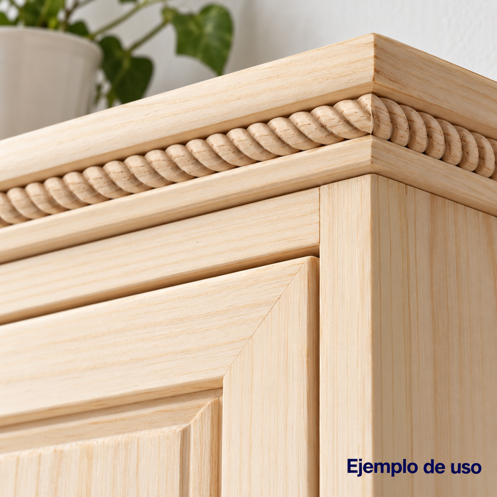 Kit 4 Bastones Trenzados T-01 de Madera | 55 cm c/u | Pino Natural para Proyectos DIY