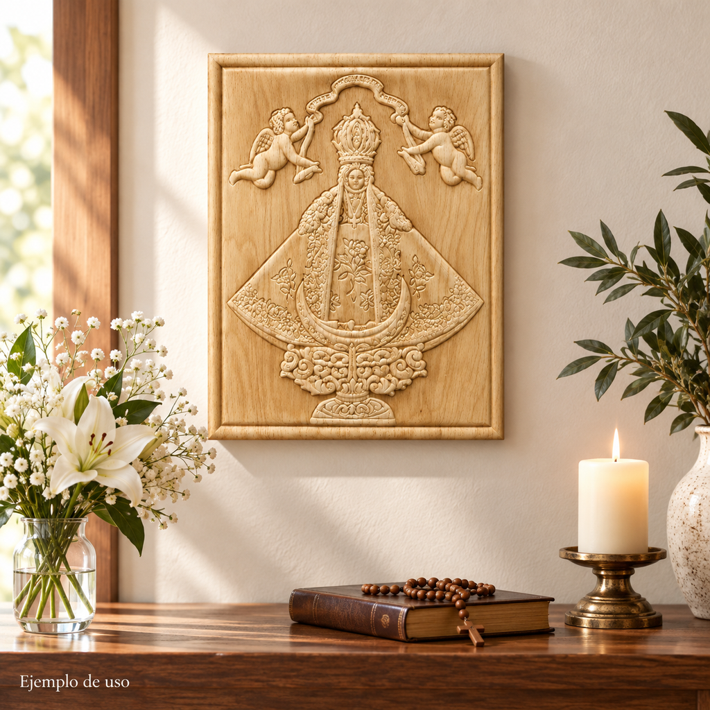 Figura Decorativa Virgen de San Juan en Madera