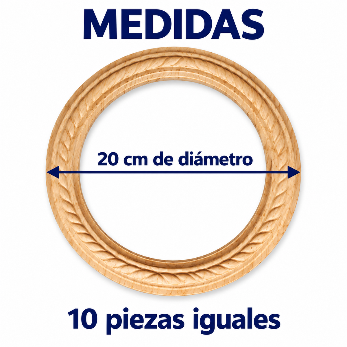Kit de 10 Aros Decorativos Grandes en Madera Natural