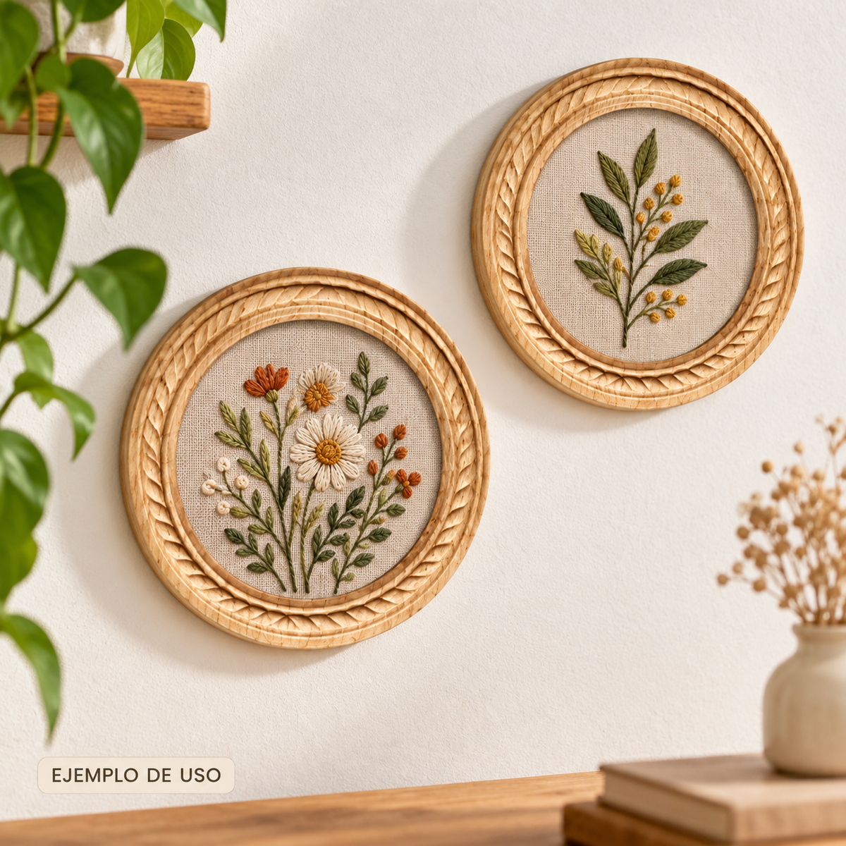 Kit de 10 Aros Decorativos Grandes en Madera Natural