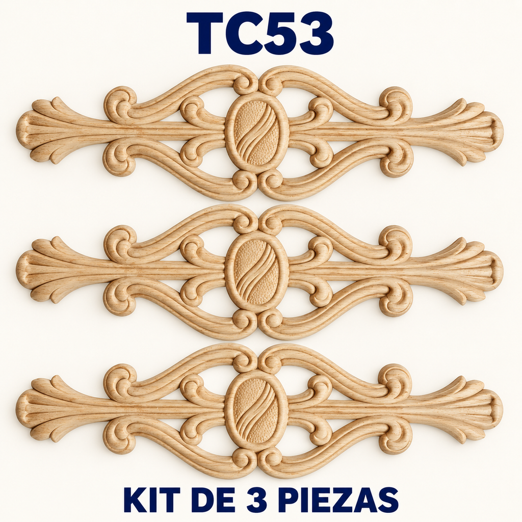 Kit de 3 piezas aplicación decorativa de madera TC53
