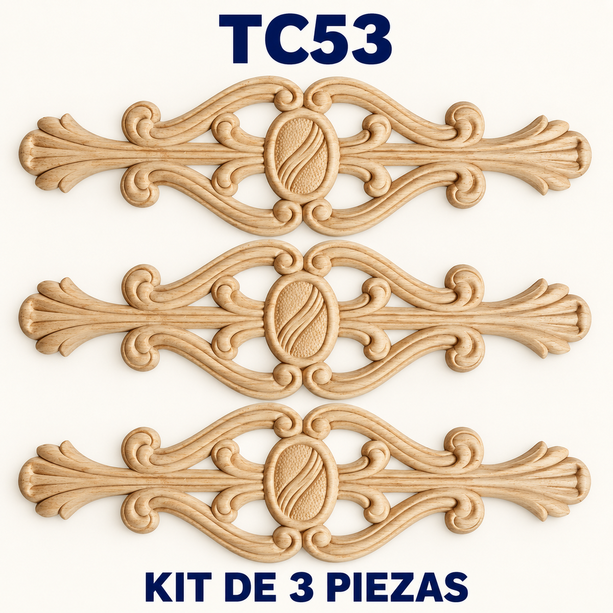 Kit de 3 piezas aplicación decorativa de madera TC53