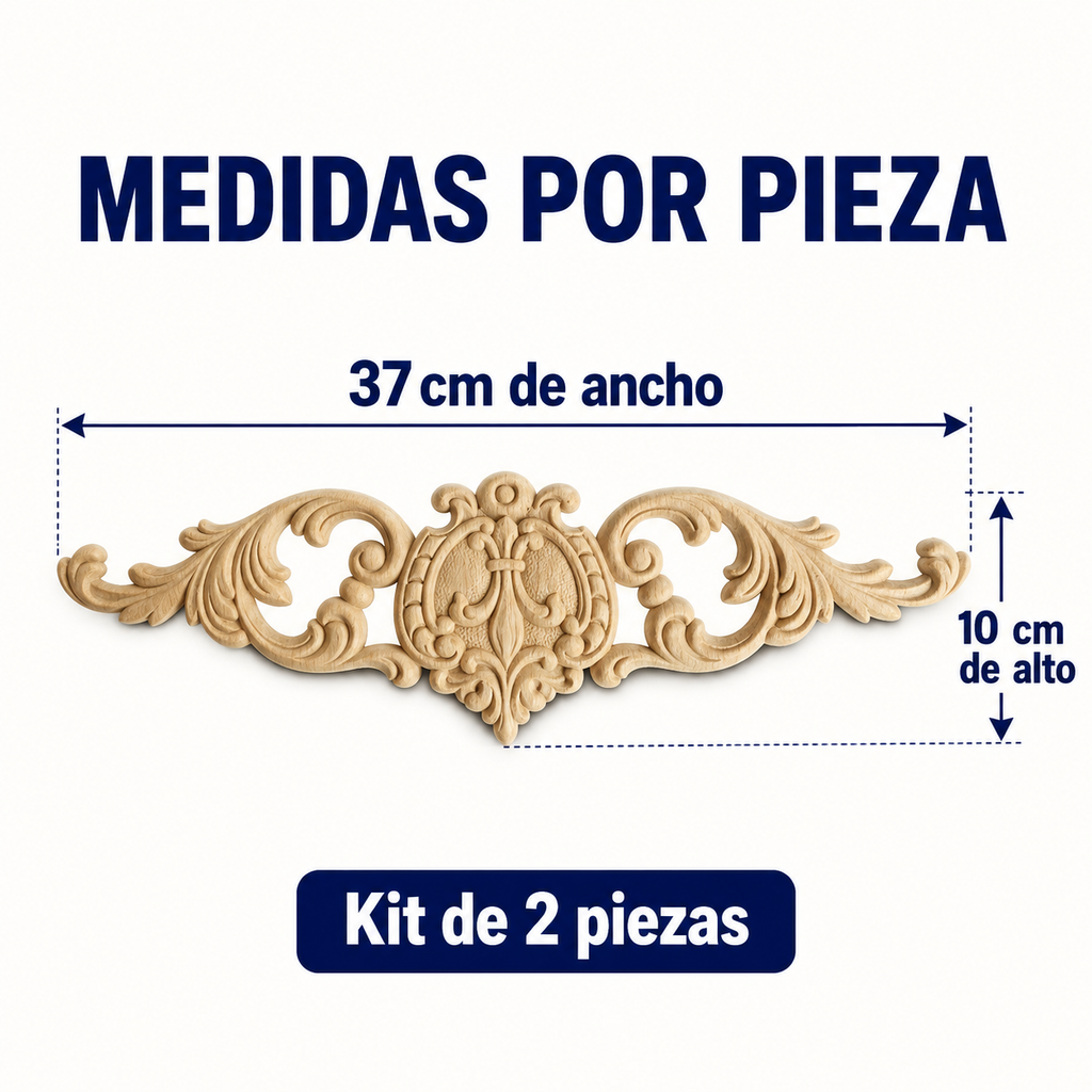 Kit de 2 Aplicaciones Decorativas de Madera modelo TC52