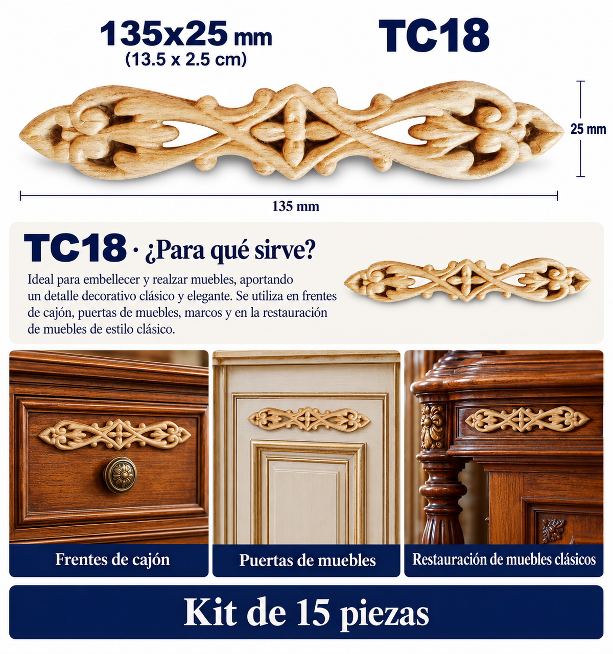 Kit de 15 Aplicaciones Decorativas TC18