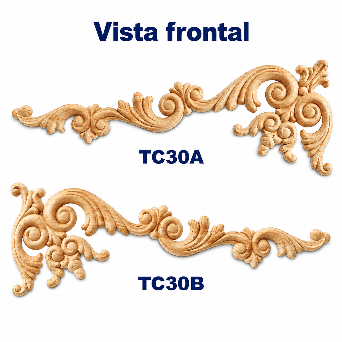 Kit de 2 Aplicaciones Decorativas de Madera TC30A + TC30B | Par Complementario de Pino Natural | 34.5 × 11.5 cm