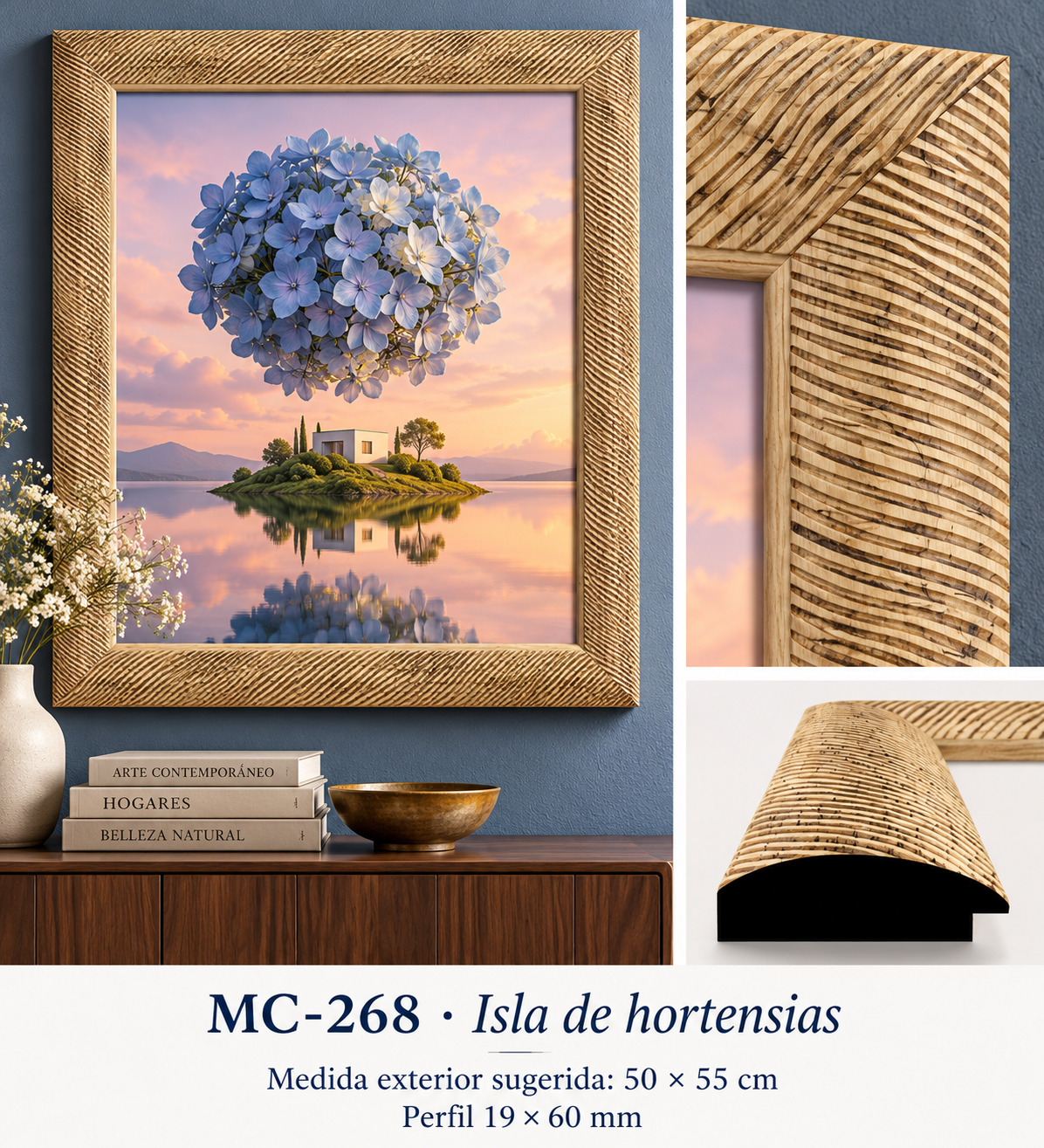Moldura de madera grabada para marco MC268 – Kit de 4 piezas