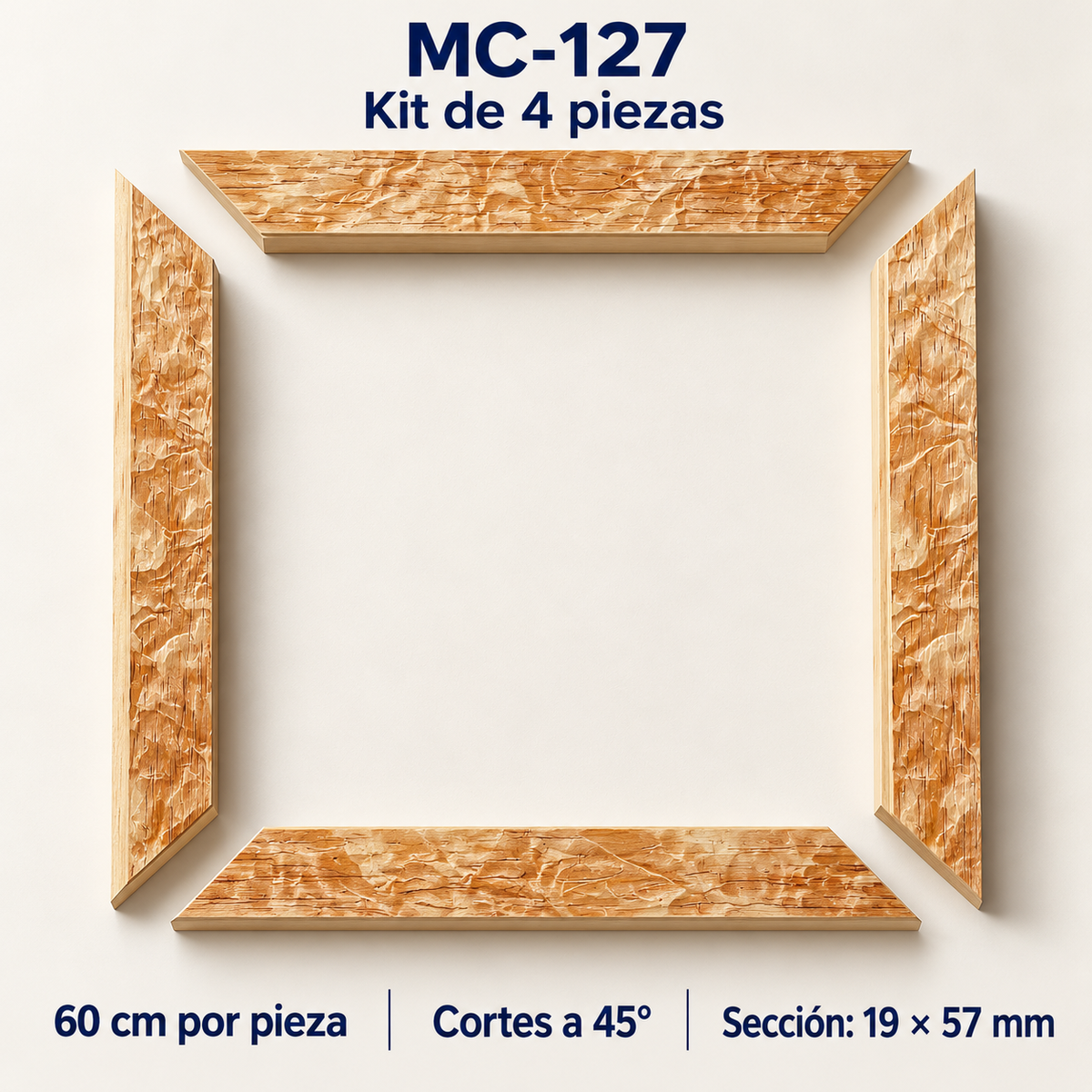 Moldura de madera grabada para marco MC127 – Kit de 4 piezas