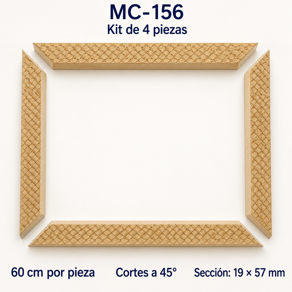 Moldura de madera grabada para marco MC156 – Kit de 4 piezas