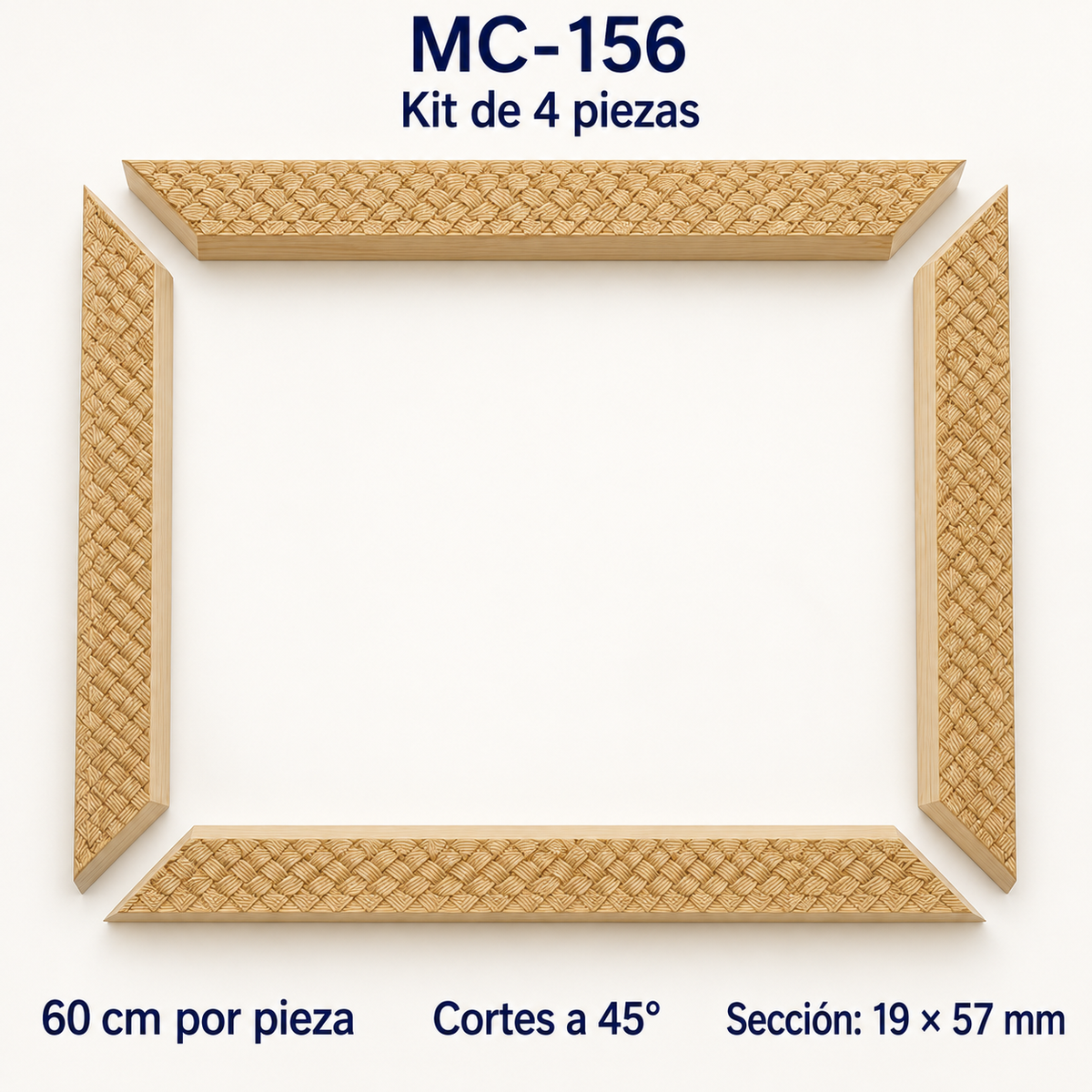 Moldura de madera grabada para marco MC156 – Kit de 4 piezas
